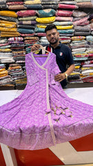 Lavender Chikankari Angrakha Suit Set