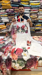 Ivory Floral Anarkali Suit Set with Statement Dupatta