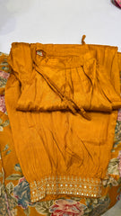 Golden Floral Anarkali Suit Set