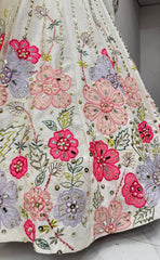 Premium Hand Made White Floral Lehenga Choli Set