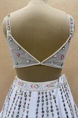 Premium Hand Made White Floral Lehenga Choli Set