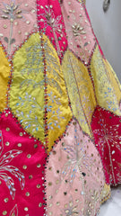 Luxury Multicolor Hand Embroidered Designer Lehenga Set with Pearl Corset Blouse