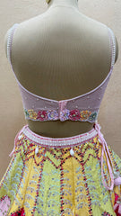 Luxury Multicolor Hand Embroidered Designer Lehenga Set with Pearl Corset Blouse