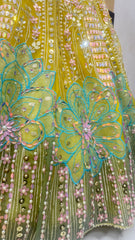 PDP Inspired Luxury Yellow Hand Embroidered Designer Lehenga Set with 3D Floral Design