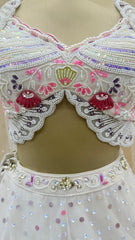 Luxury White floral, Pearl & Sequin Embroidered PDP inspired Lehenga Choli Set