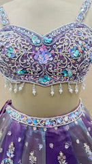 Dusty Lavender & Misty Blue Heavy Embroidered Designer Lehenga Choli Set with Dupatta