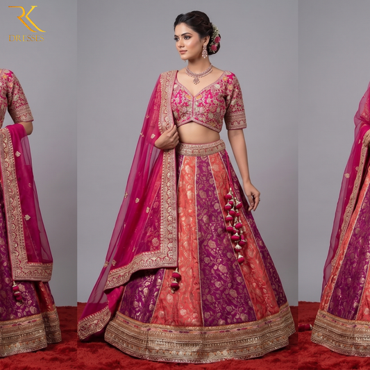 Handcrafted Rani Banarasi Designer Lehenga Choli Set