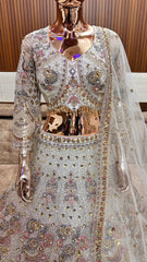 Luxurious Handcrafted Bridal Lehenga with Pearl & Sequin Embellishments