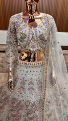 Luxurious Handcrafted Bridal Lehenga with Pearl & Sequin Embellishments