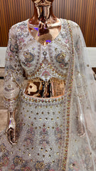 Luxurious Handcrafted Bridal Lehenga with Pearl & Sequin Embellishments