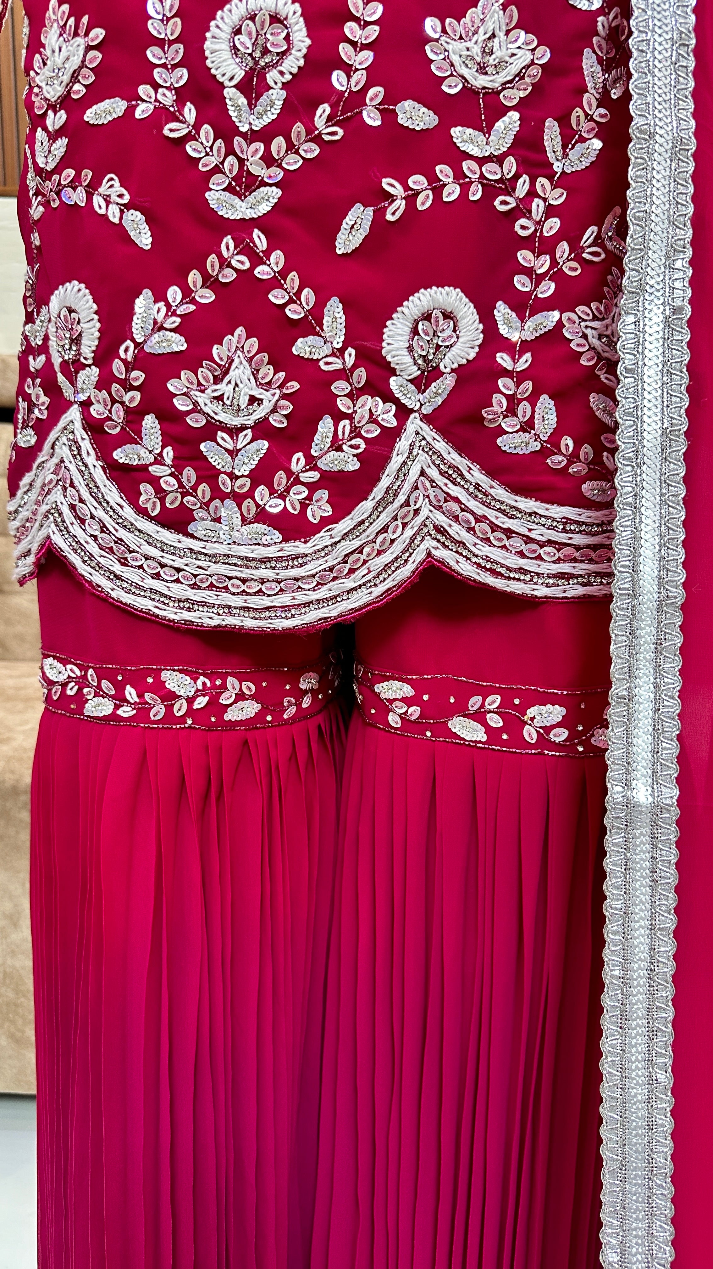 Elegant Pink Embroidered Sharara Set with Dupatta