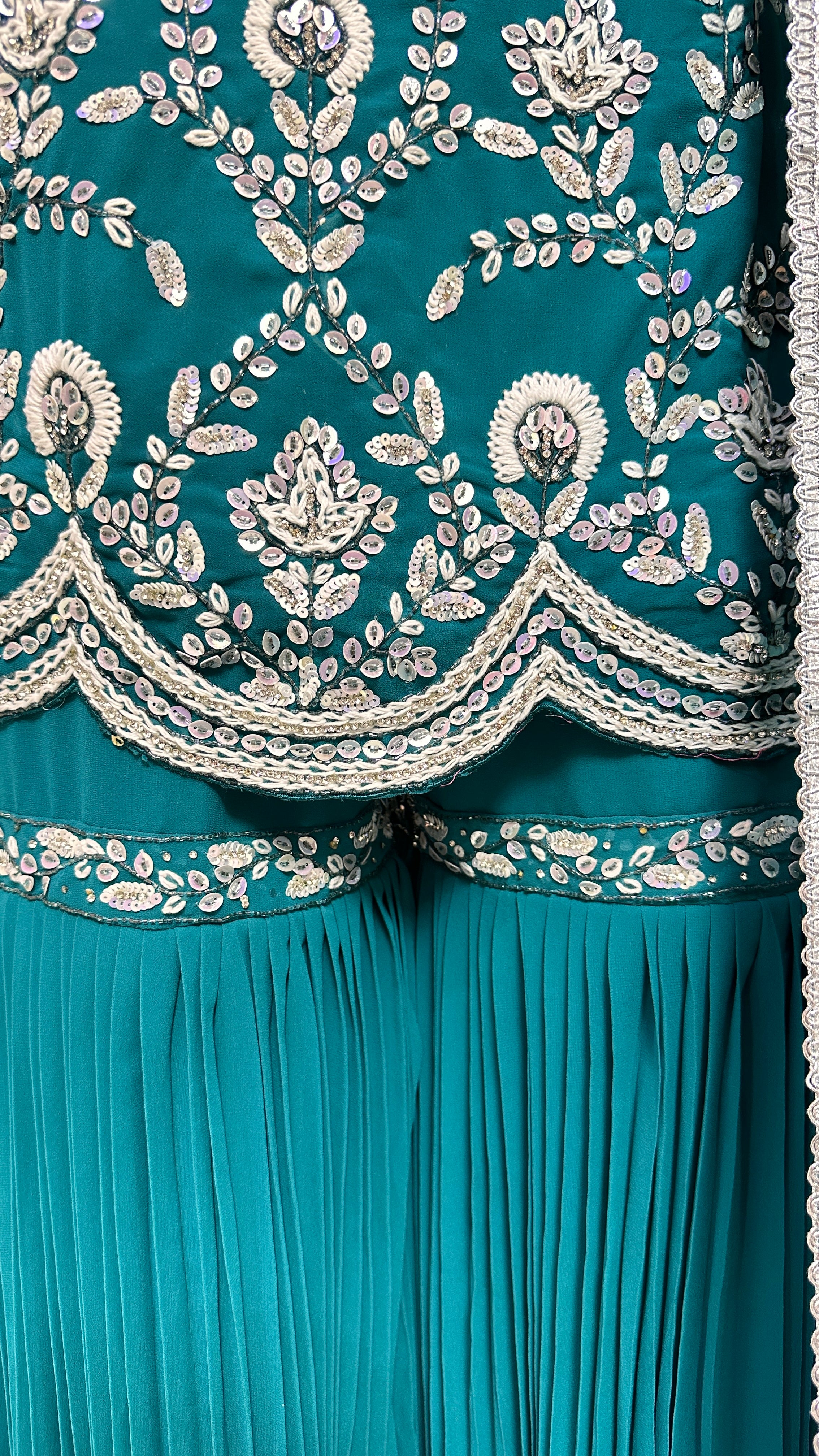 Elegant Teal Embroidered Sharara Set with Dupatta