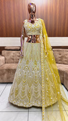 Radiant Yellow Embroidered Lehenga Set with Floral Detailing