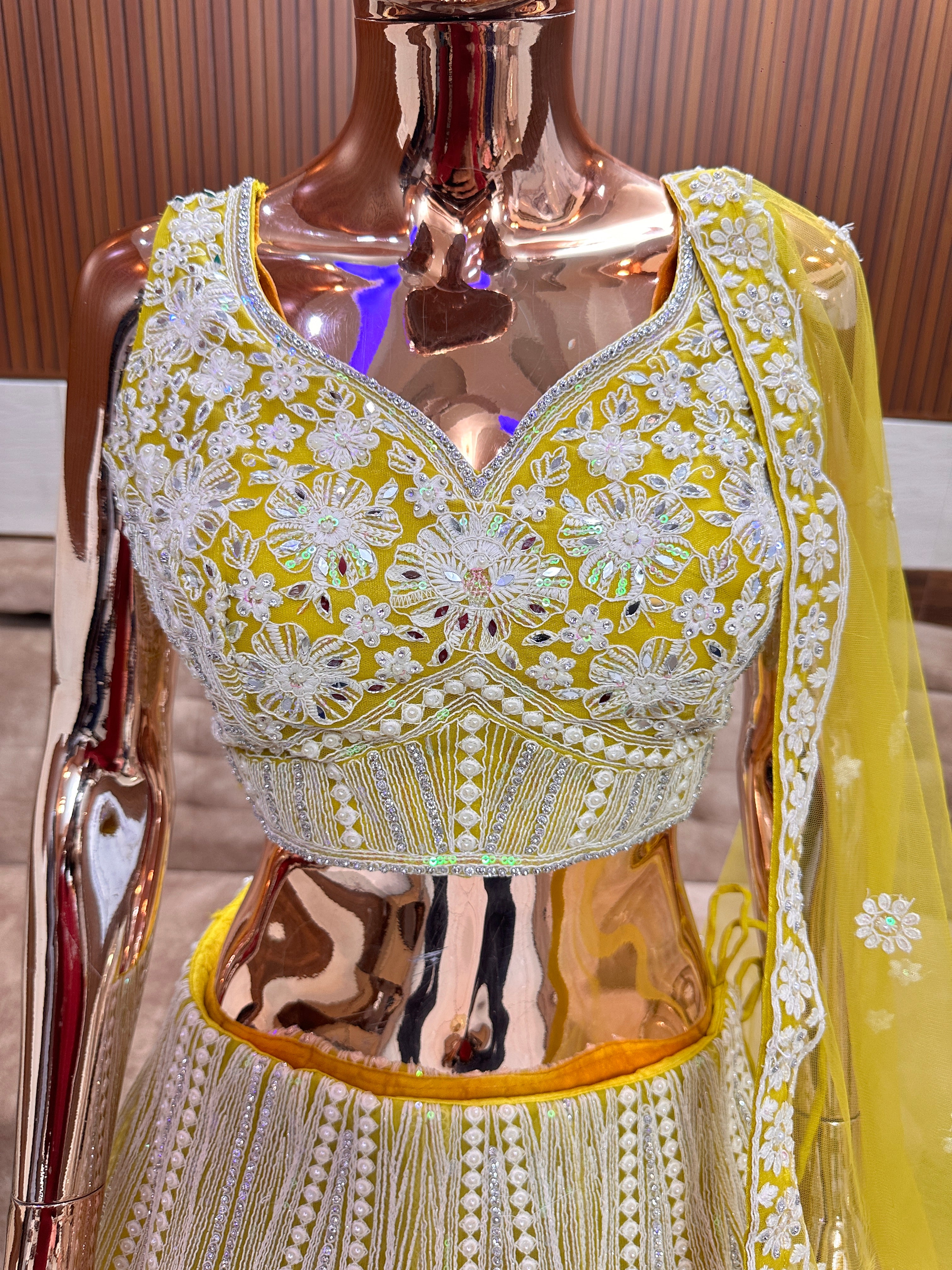 Radiant Yellow Embroidered Lehenga Set with Floral Detailing