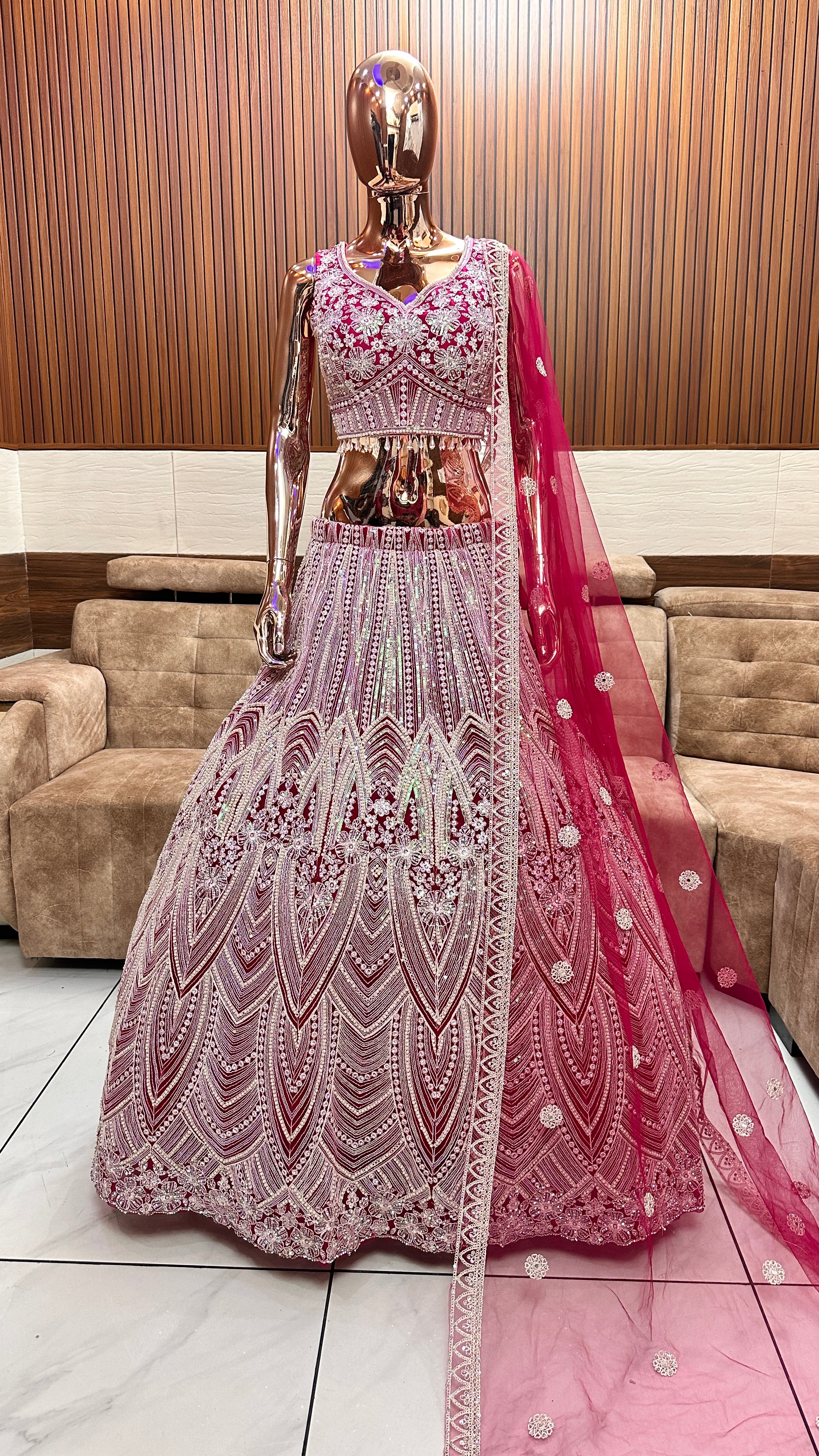 Elegant Pink Embroidered Lehenga Set with Floral Detailing