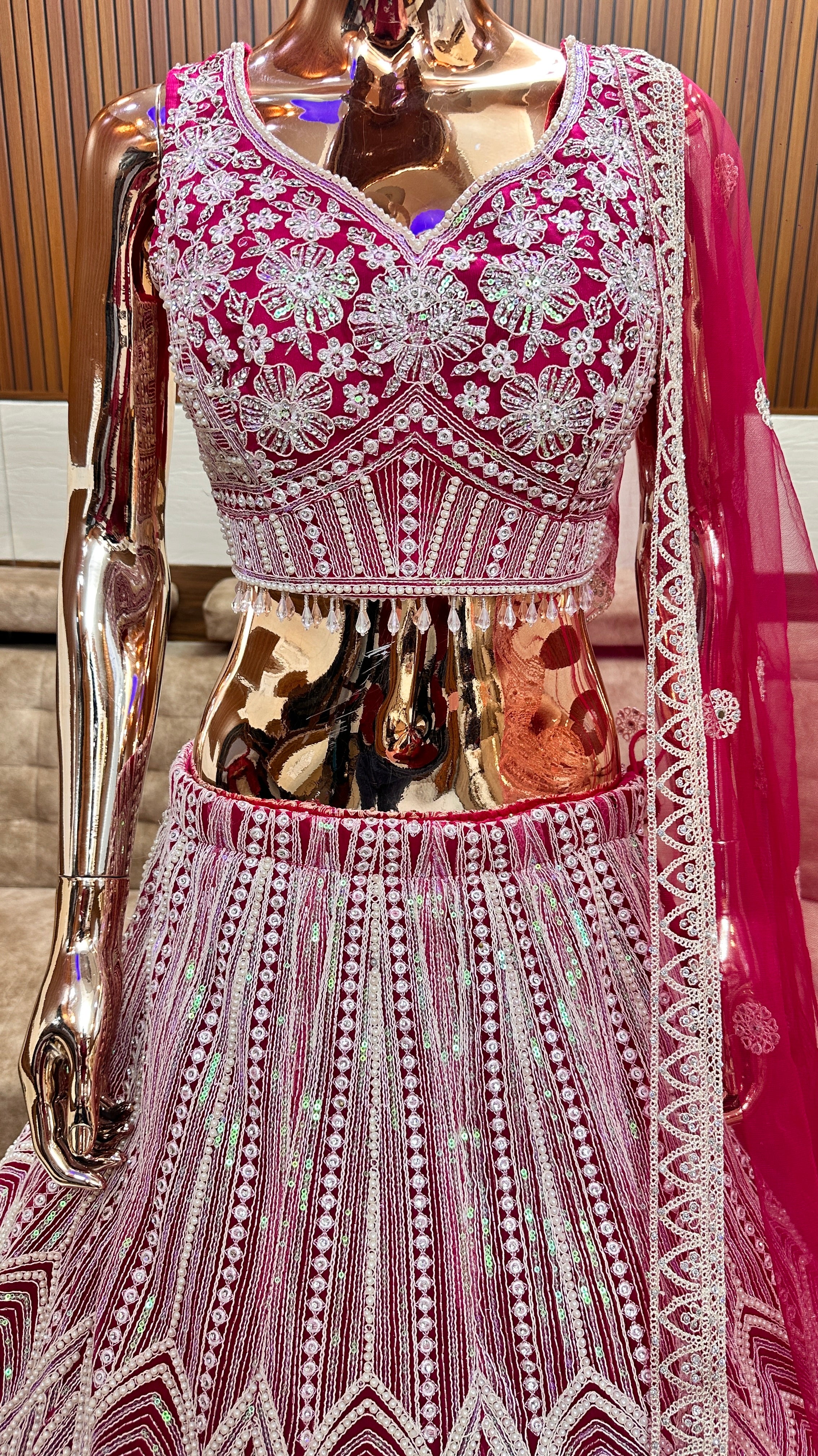 Elegant Pink Embroidered Lehenga Set with Floral Detailing