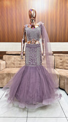 Lavender Mermaid Gown with Glamorous Embellishments