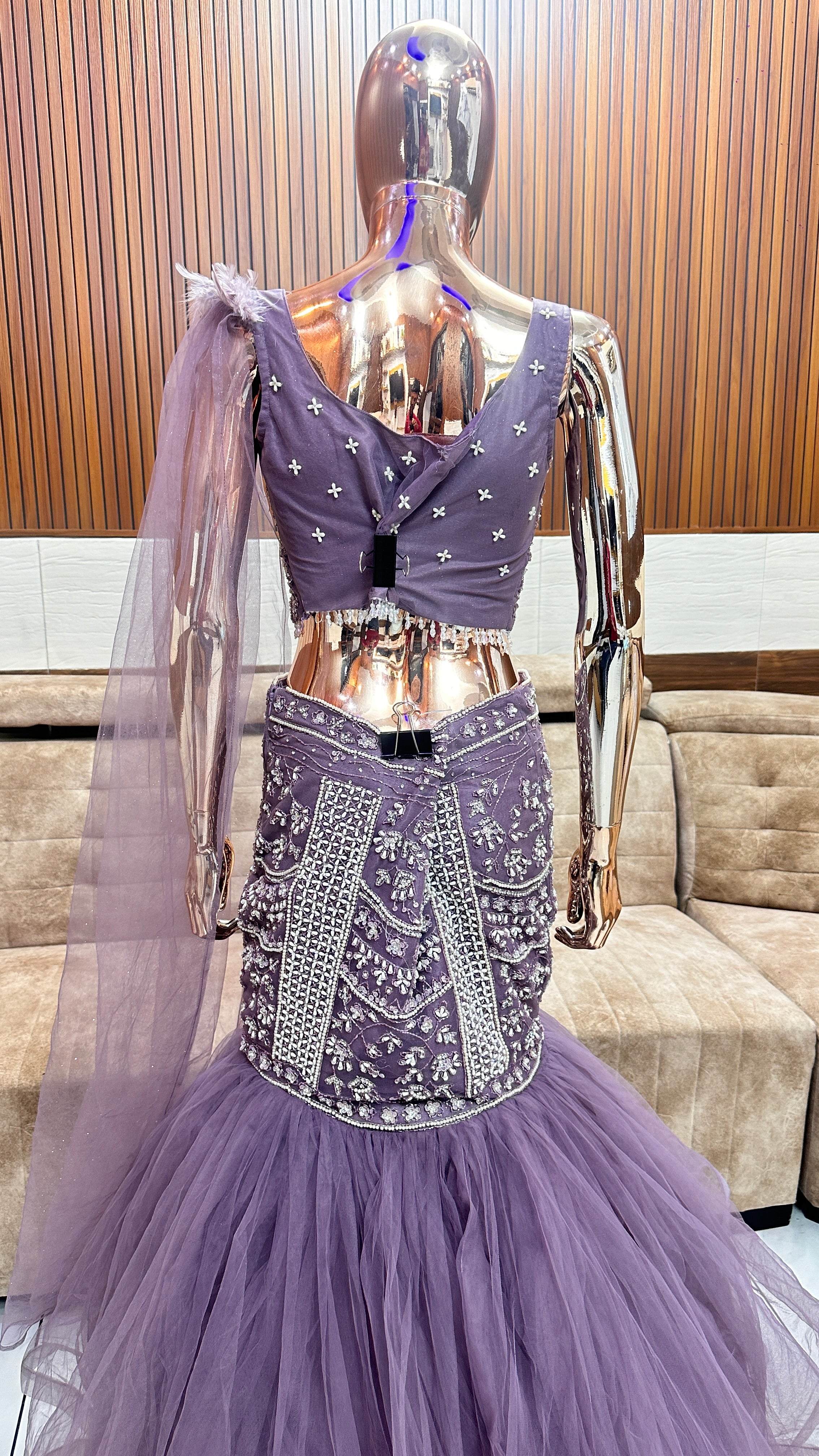 Lavender Mermaid Gown with Glamorous Embellishments