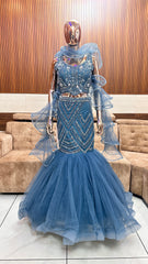 Royal Blue Mermaid Gown with Glamorous Embellishments