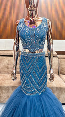 Royal Blue Mermaid Gown with Glamorous Embellishments