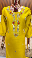 Elegant Mustard Yellow Embroidered Kurta Set