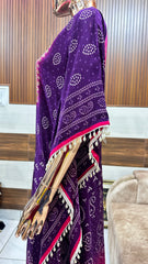 Elegant Purple and Pink Bandhani Kurta Set with Tassel Detailing