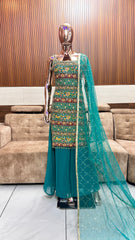 Elegant Teal Green Embroidered Kurta Set with Dupatta