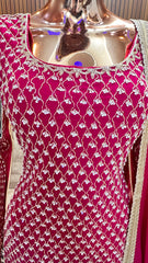 Magenta Sharara Suit with Embellished Mirrorwork