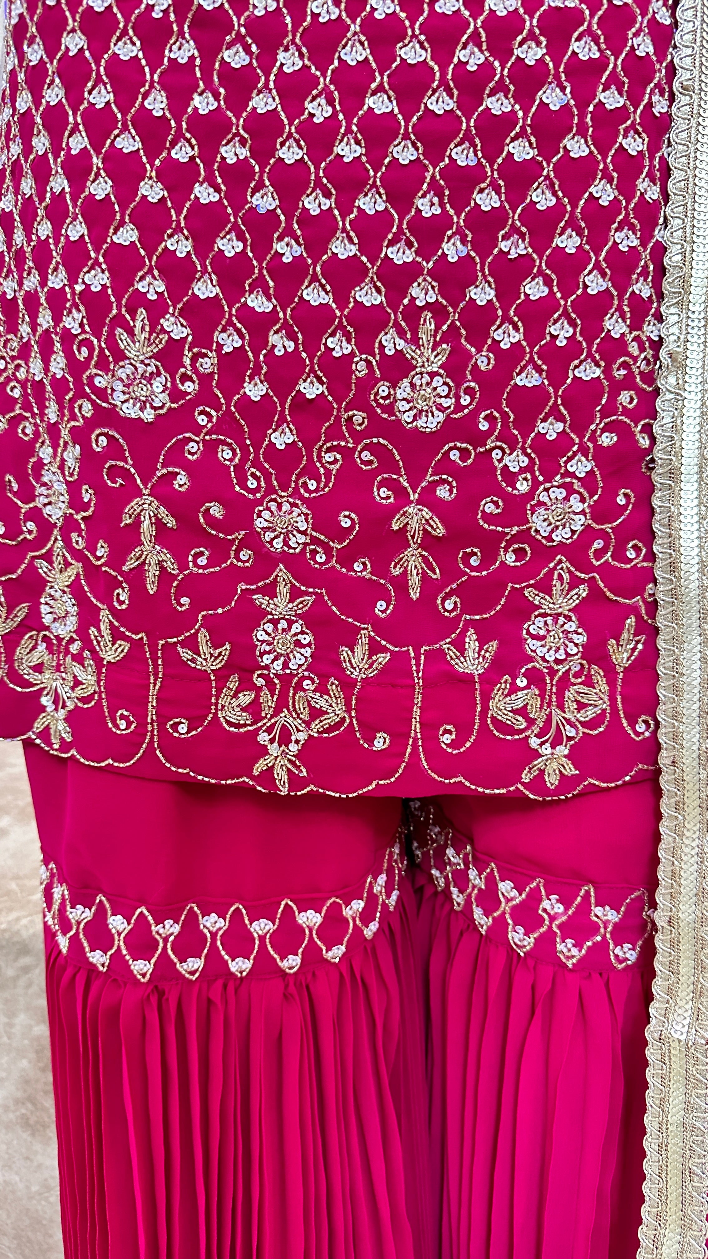 Magenta Sharara Suit with Embellished Mirrorwork