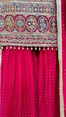 Red Embroidered Sharara Set with Mirrorwork