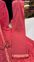 Radiant Pink Chikankari Angrakha Suit Set