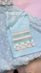 V-Neck Chikankari Anarkali Suit Set