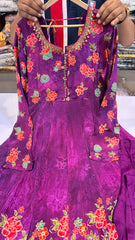 Teal Floral Anarkali Suit Set