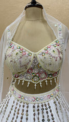 Premium Hand Made White Floral Lehenga Choli Set