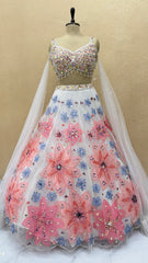 Premium White Floral Sequin Embroidered Lehenga Choli with 3D Applique Work