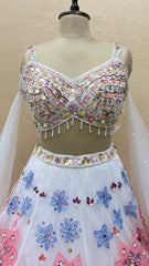 Premium White Floral Sequin Embroidered Lehenga Choli with 3D Applique Work