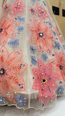 Premium White Floral Sequin Embroidered Lehenga Choli with 3D Applique Work