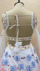 Premium White Floral Sequin Embroidered Lehenga Choli with 3D Applique Work