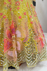 Sunlit Couture Lehenga Set – Luxury Hand-Embellished Yellow Bridal & Festive Designer Lehenga with Mirror, Pearl & Sequin Work