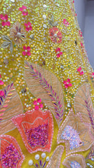 Sunlit Couture Lehenga Set – Luxury Hand-Embellished Yellow Bridal & Festive Designer Lehenga with Mirror, Pearl & Sequin Work