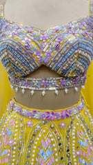 PDP Inspired Luxury Yellow Hand Embroidered Designer Lehenga Set with 3D Floral Design