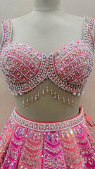 Premium Hot Pink & Coral Bridal Lehenga Choli with Heavy Hand Work Detailing
