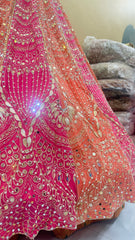 Premium Hot Pink & Coral Bridal Lehenga Choli with Heavy Hand Work Detailing