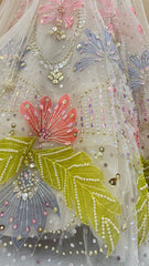 Luxury White floral, Pearl & Sequin Embroidered PDP inspired Lehenga Choli Set