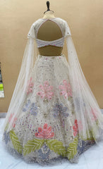 Luxury White floral, Pearl & Sequin Embroidered PDP inspired Lehenga Choli Set
