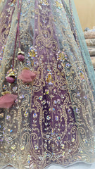 Dusty Lavender & Misty Blue Heavy Embroidered Designer Lehenga Choli Set with Dupatta