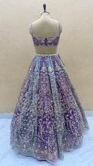 Dusty Lavender & Misty Blue Heavy Embroidered Designer Lehenga Choli Set with Dupatta