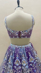 Dusty Lavender & Misty Blue Heavy Embroidered Designer Lehenga Choli Set with Dupatta