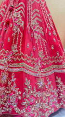 PDP Inspired Luxury Pinkish Red Designer Lehenga Choli with Fully Handwork
